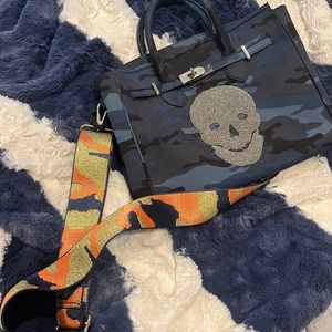 Blue camo skull purse